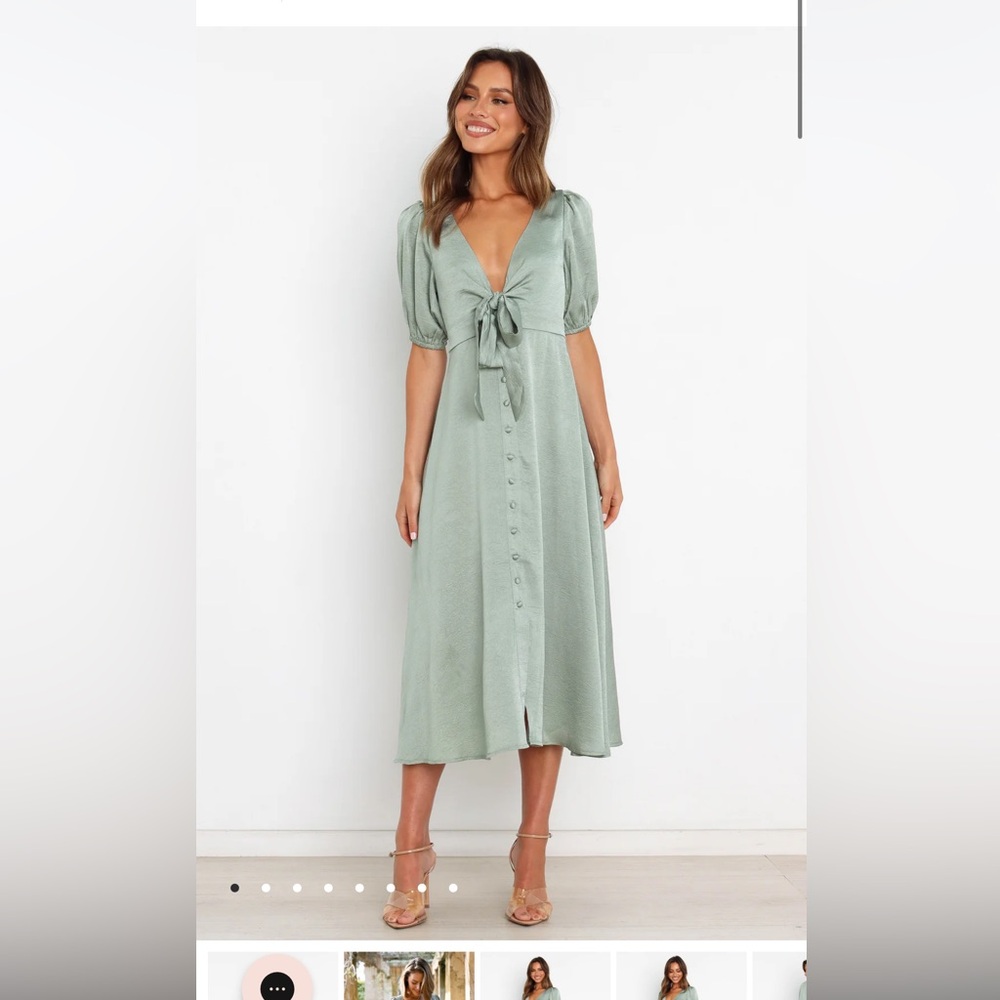 Sage green satin dress